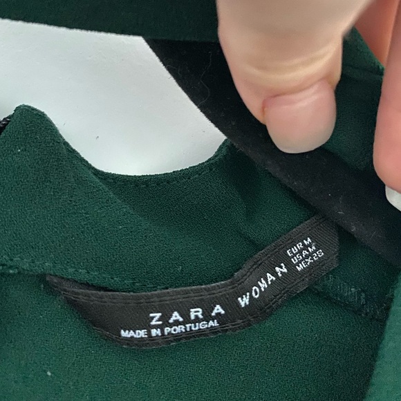 🌲 ZARA - Forest Green Mini Dress - Size M - with Neck Choker 🌲 - Picture 3 of 5
